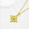 The golden knot-shaped pendant necklace is set with colorful stones and stainless steel pendants, which are retro, fashionable and versatile Specification image
